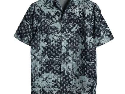 YESKICKS Louis Vuitton Monogram Rendered Denim Baseball Jersey Shirt For Unisex