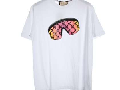 YESKICKS Gucci Ski Goggles Print Short Sleeve T-Shirt For Unisex Black And White