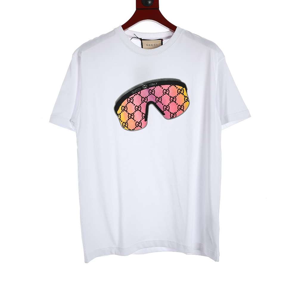 YESKICKS Gucci Ski Goggles Print Short Sleeve T-Shirt For Unisex Black And White