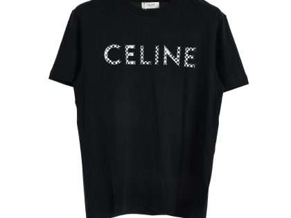 YESKICKS Celine Studded Gingham Logo Print Short Sleeve T-Shirt For Unisex