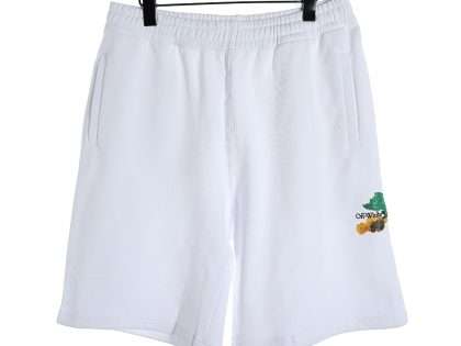 YESKICKS Off White Colorful Oil Painting Arrow Print Shorts Pants For Unisex Black And White