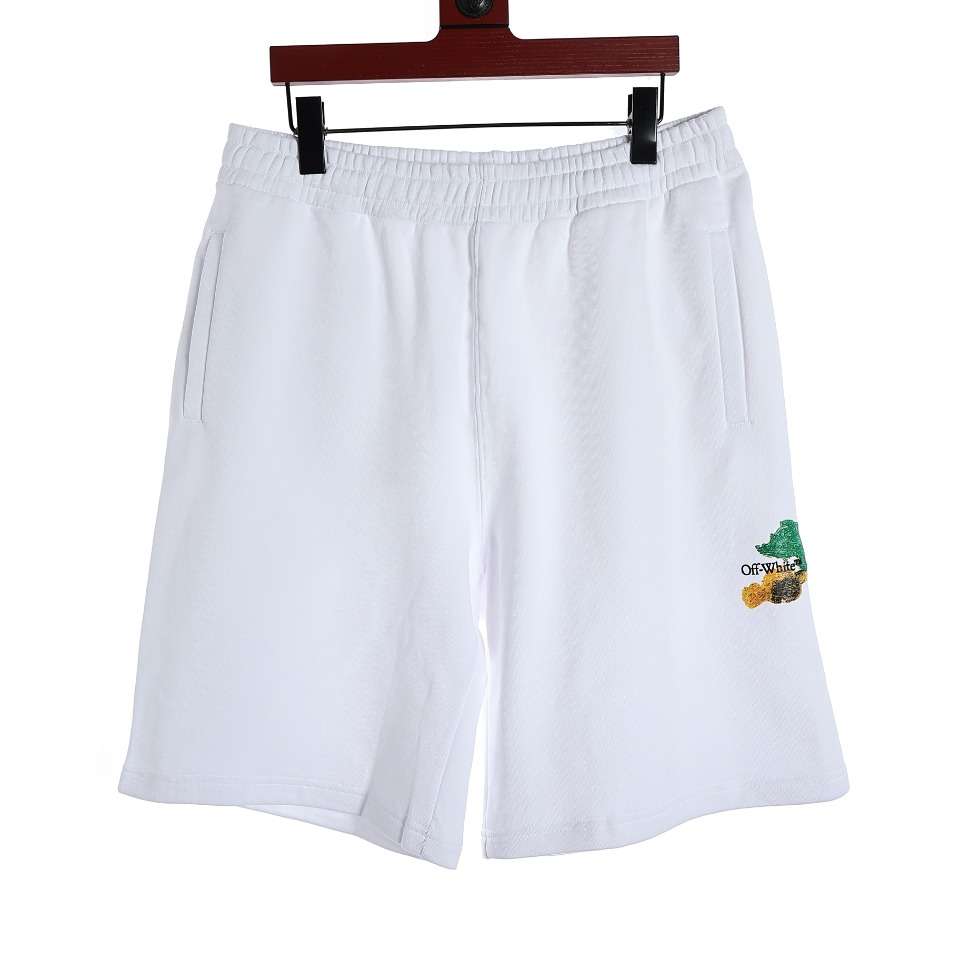 YESKICKS Off White Colorful Oil Painting Arrow Print Shorts Pants For Unisex Black And White