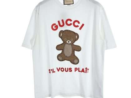 YESKICKS Gucci Bear Embroidered Badge Print Short Sleeve For Unisex