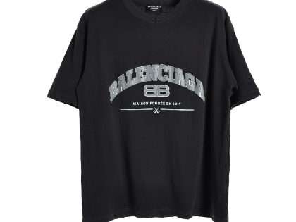 YESKICKS Balenciaga BB Scissor Crackle Printed Torn Short Sleeve T-Shirt For Unisex