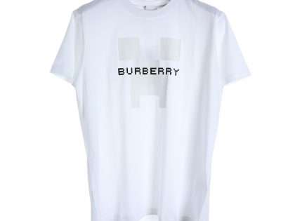 YESKICKS Burberry Letter Print Short Sleeve T-Shirt For Unisex Black And White