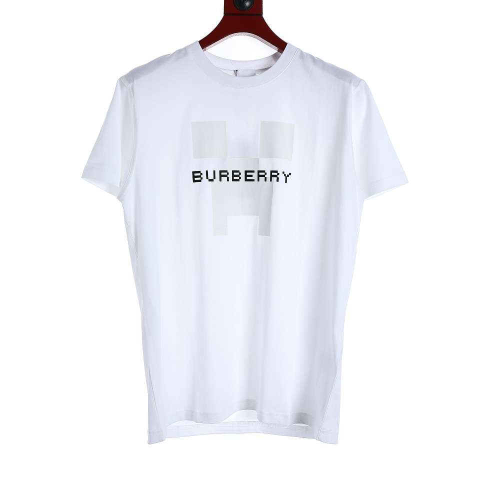 YESKICKS Burberry Letter Print Short Sleeve T-Shirt For Unisex Black And White