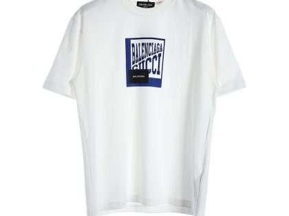 YESKICKS Balenciaga x Gucci Box Letter Print Short Sleeve T-Shirt For Unisex Black And White
