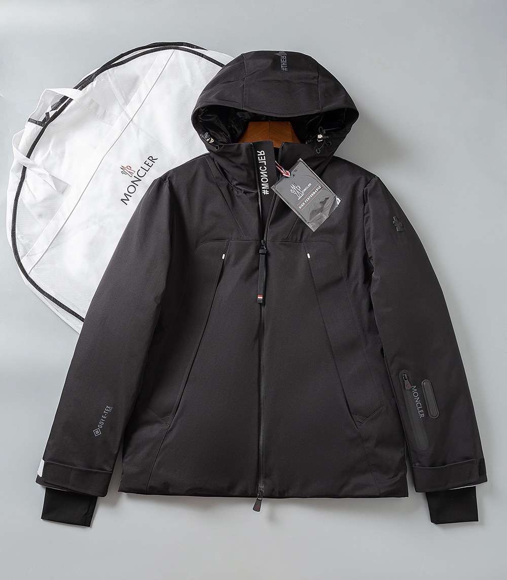 YESKICKS Moncler 23FW Grenoble Press Gel Hooded Ski Down Jacket For Unisex Black And Khaki