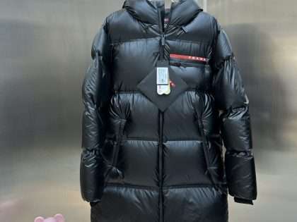 YESKICKS Prada Hooded Red Label Mid-Length Down Jacket For Unisex