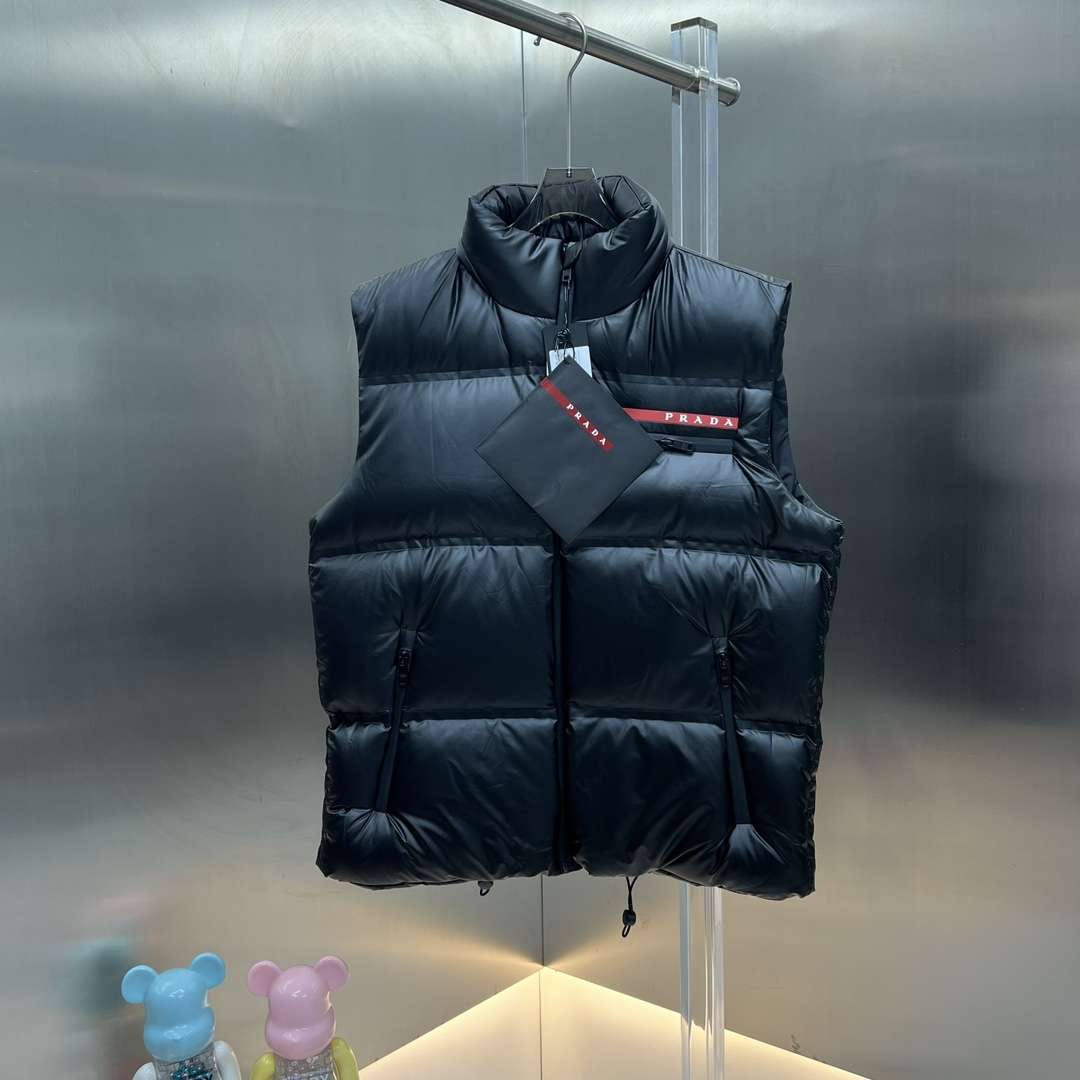 YESKICKS Prada Packable Hidden Cap Down Vest For Unisex
