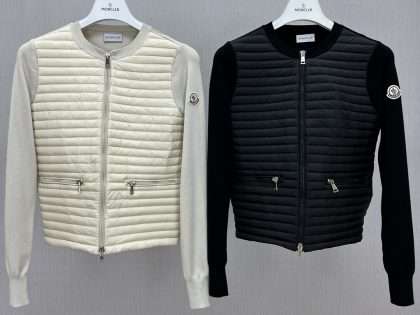 YESKICKS Moncler 23 Spring And Fall Thin Zipper Round Neck Wool Patchwork Down Jacket For Women