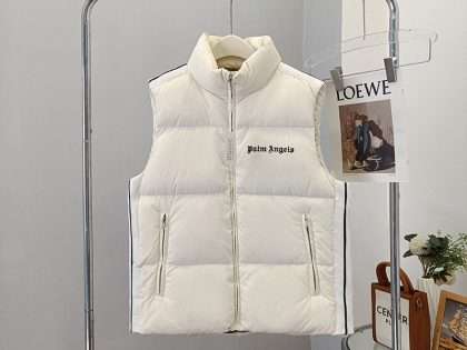 YESKICKS Moncler×Palm Angles Co-Branded Rodman Collection Alphabet Logo Print Down Vest For Unisex Black White And Yellow