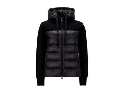 YESKICKS Moncler 23 FW Solid Color Hooded Long Sleeve Jacket Coat Black And White