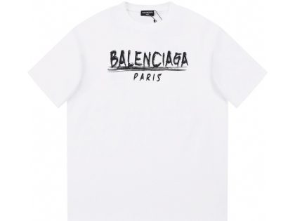 YESKICKS Balenciaga Logo Print T-shirt for Unisex Black and White