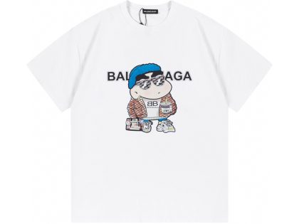 YESKICKS Balenciaga Crayon Shin-chan Print T-shirt for Unisex Black and White