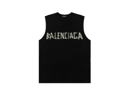 YESKICKS Balenciaga Sleeveless Tank Top Logo Print T-shirt for Unisex Black And White