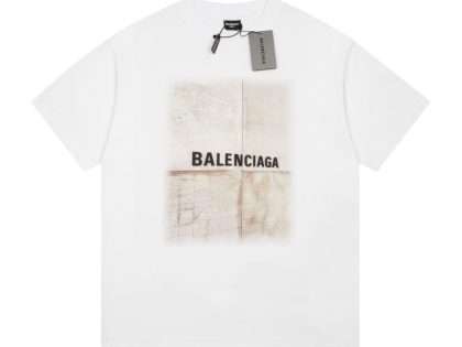 YESKICKS Balenciaga Logo Print T-shirt for Unisex Black And White