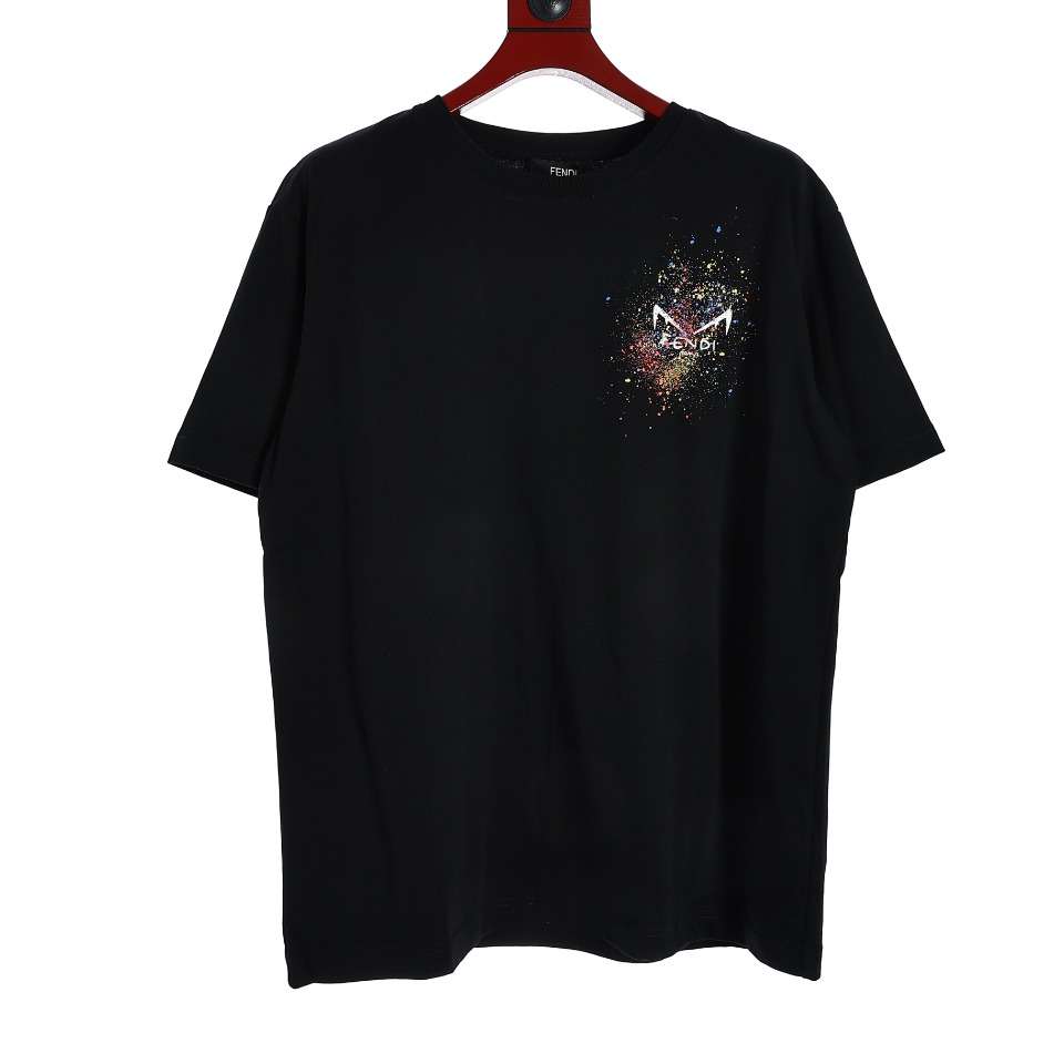 YESKICKS Fendi Color Clash Logo Print T-Shirt for Unisex Black And White