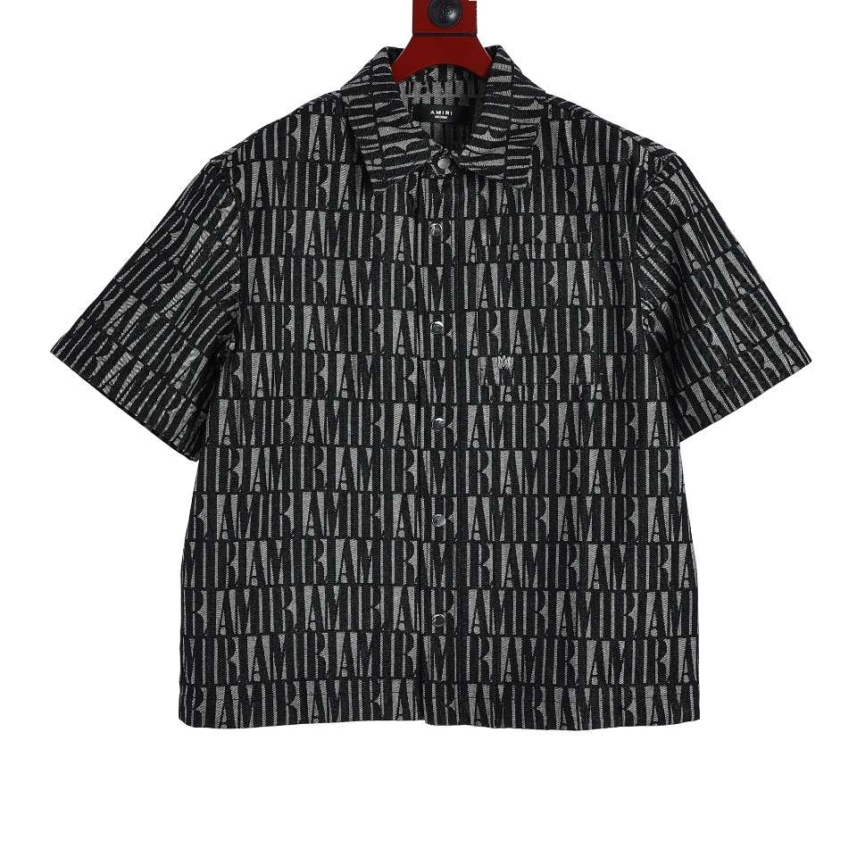 YESKICKS Amiri Monogram Demin Short Sleeve Shirts