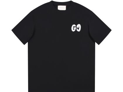 YESKICKS Gucci GG Logo Print T-Shirt for Unisex Black And Apricot