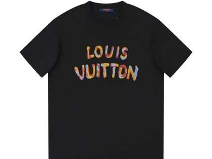 YESKICKS Louis Vuitton Color Clash Flower Print T-Shirt For Unisex Black And White