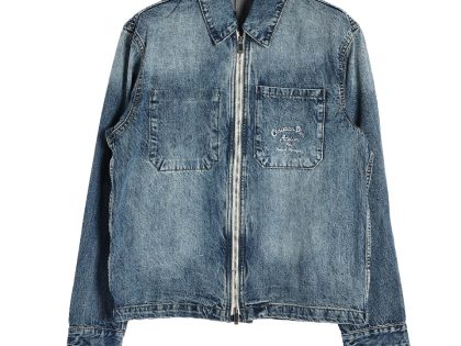YESKICKS Dior Letter Print Vintage Zipper Denim Jacket for Unisex