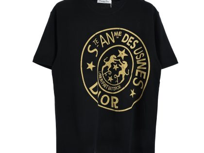 YESKICKS Dior Letter Print T-Shirt for Unisex Black And White