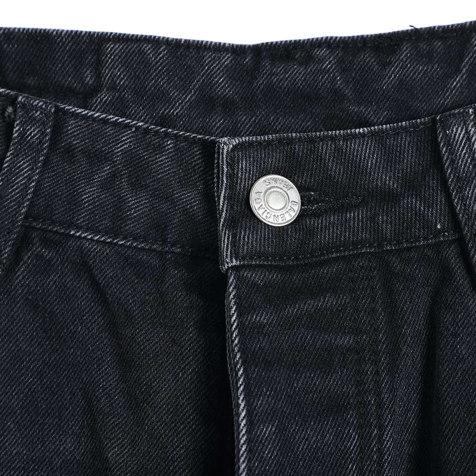 YESKICKS Balenciaga x Adidas Washed Jeans For Unisex Black And White - Image 10