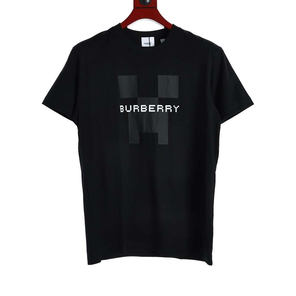 YESKICKS Burberry Letter Print Short Sleeve T-Shirt For Unisex Black And White - Image 10