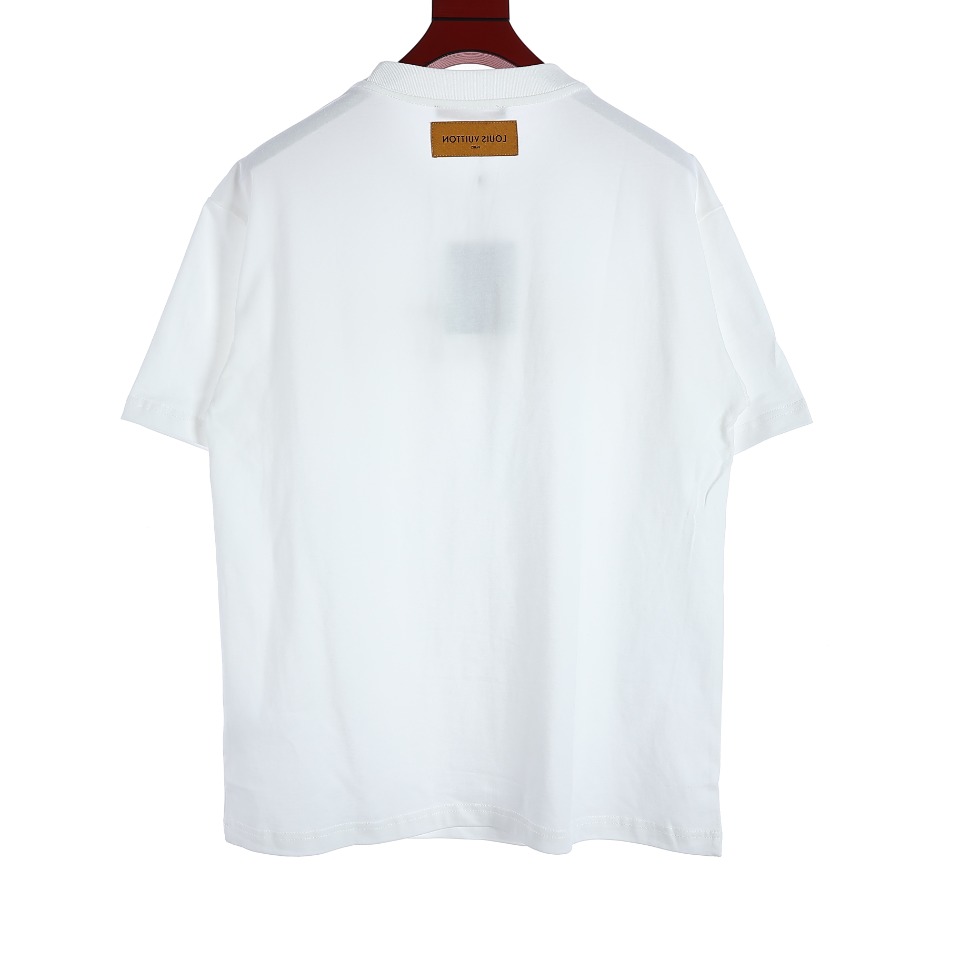 YESKICKS Louis Vuitton Embroidered Logo Letter T-Shirt For Unisex Grayish Blue And White - Image 10