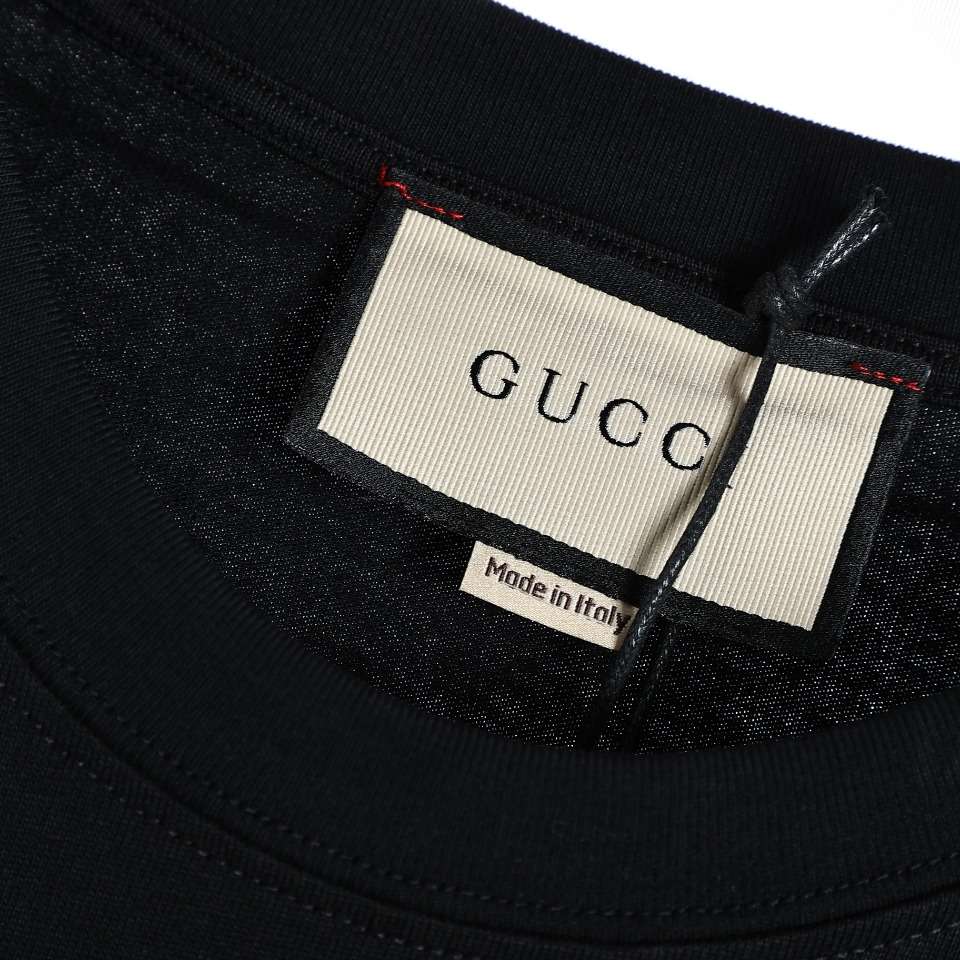 YESKICKS Gucci Floral Bunny Patch Embroidered T-Shirt For Unisex Black And Apricot - Image 10