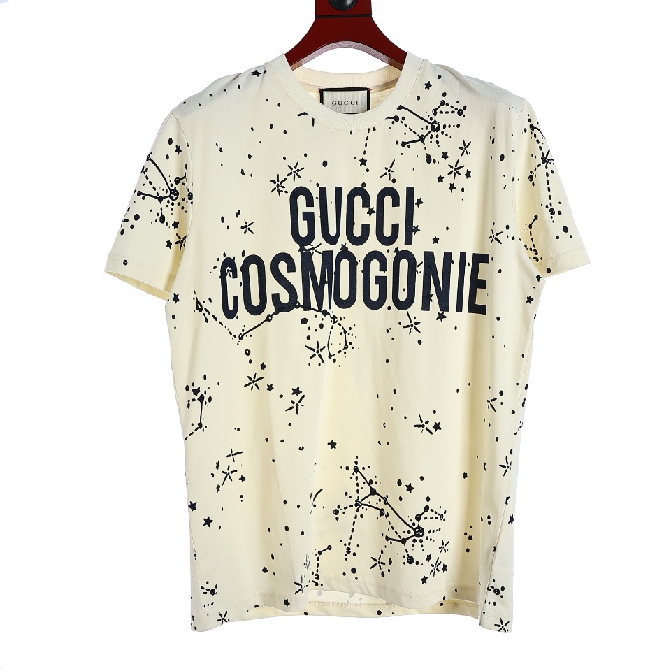 YESKICKS Gucci Star Grove Printed T-Shirt For Unisex Blue And Apricot - Image 10