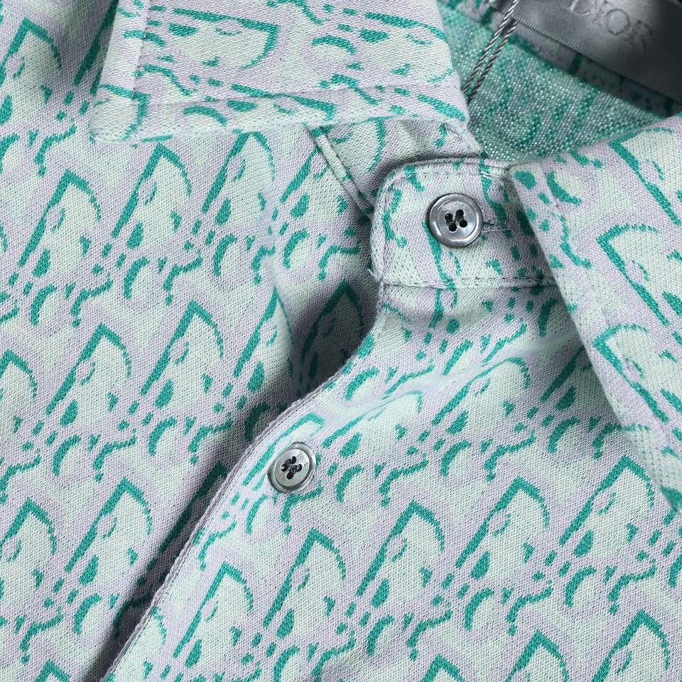YESKICKS Dior Monogram Print Jacquard Shirt For Unisex Black And Green - Image 10