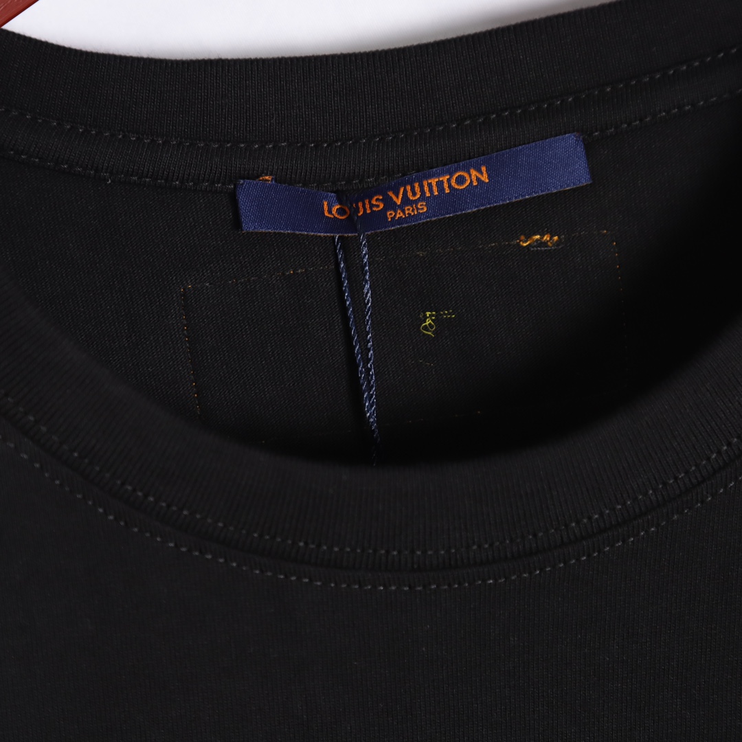 YESKICKS Louis Vuitton Sunflower Letter Print T-Shirt For Unisex Black And White - Image 10