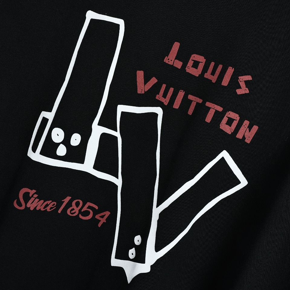 YESKICKS Louis Vuitton Graffiti Letter Print T-Shirt For Unisex Black And White - Image 10