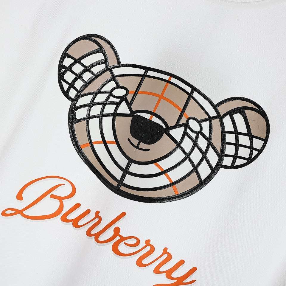 YESKICKS Burberry Bumpy Bear Print T-Shirt For Unisex Black And White - Image 10