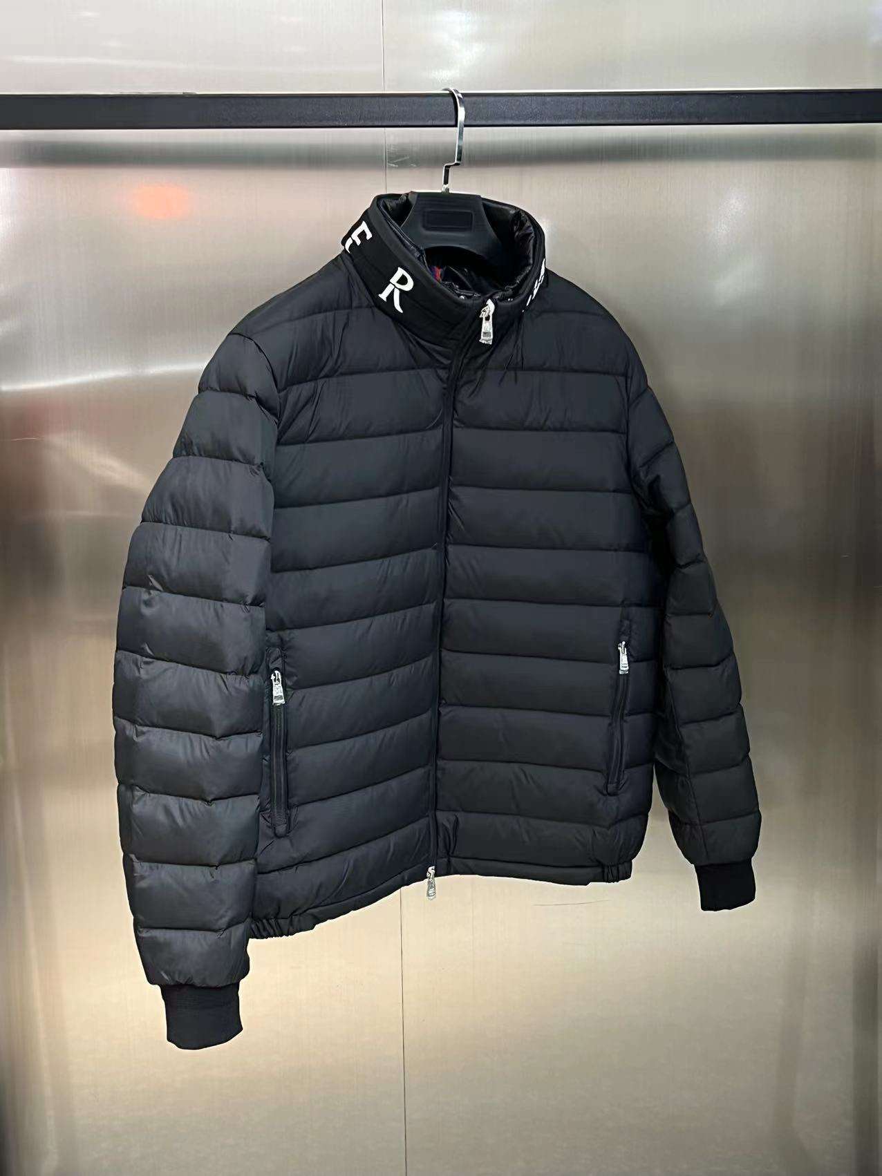 YESKICKS Moncler Moncler 2023 Solid Color Invisible Hood Inside Zipper Standing Collar Jacket For Men Black And White - Image 8