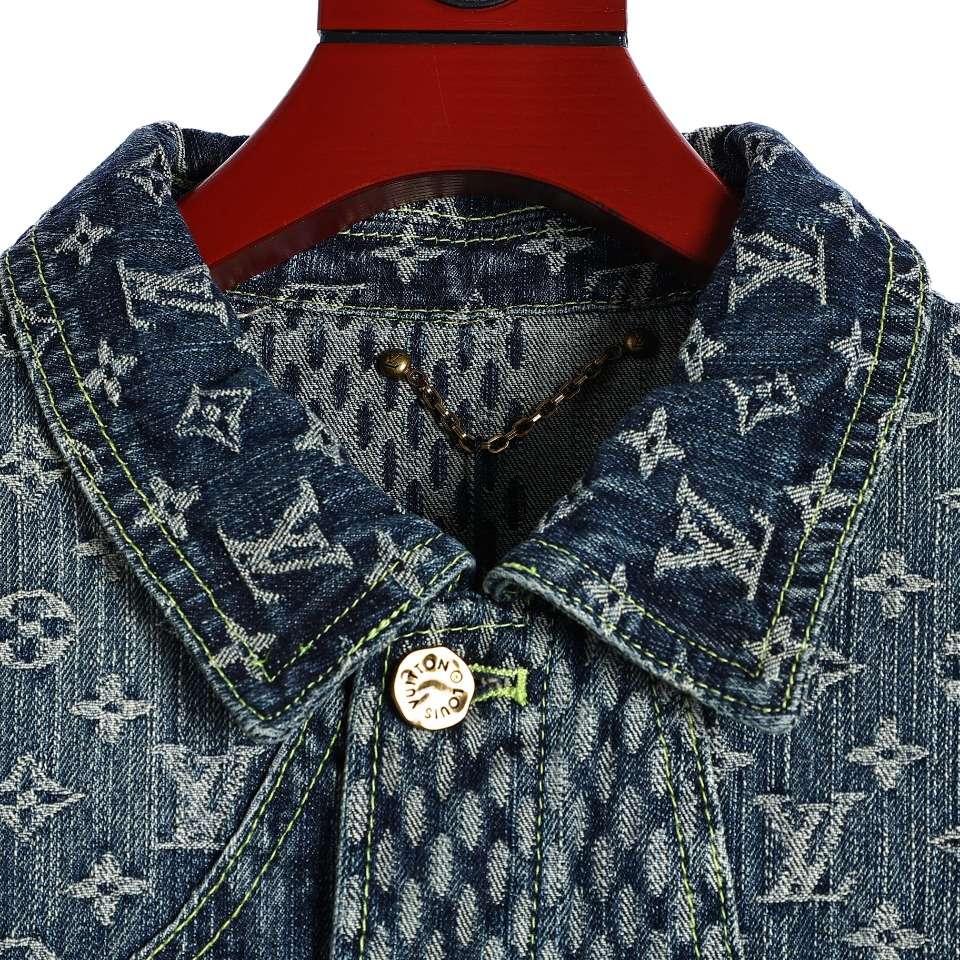 YESKICKS Louis Vuitton Street Style Monogram Logo Print Denim Jacket For Unisex - Image 2