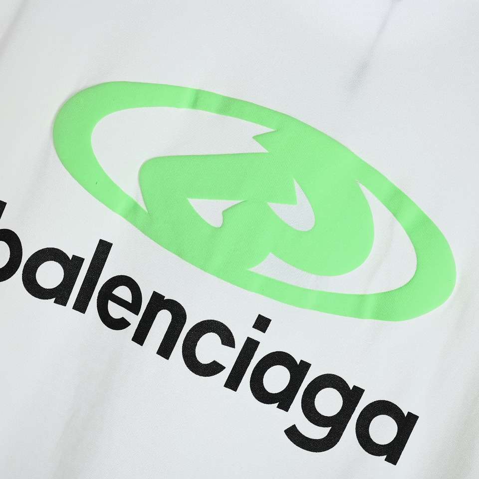 YESKICKS Balenciaga Fluorescent Green Foam Logo Pattern T-shirt for Unisex Black And White - Image 11