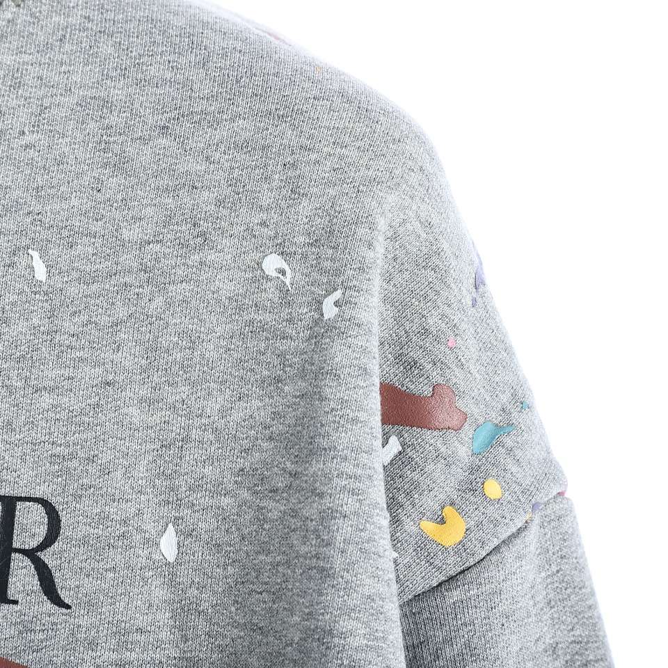 YESKICKS Dior Handmade Splattered Ink Sweatshirt For Unisex Gray And White - Image 11