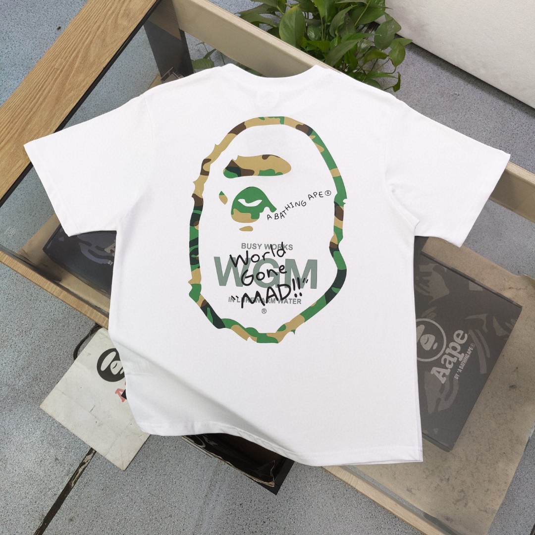 YESKICKS Bape Letter Camouflage Color Print T-Shirt for Unisex Black And White - Image 11