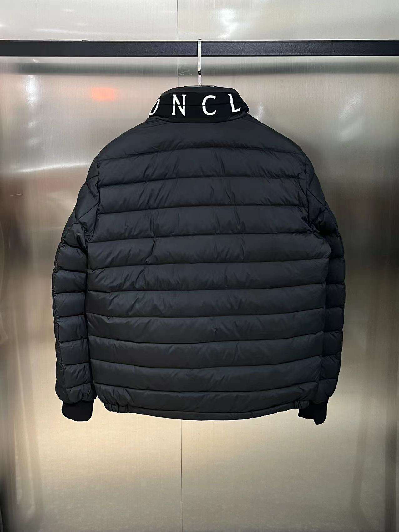 YESKICKS Moncler Moncler 2023 Solid Color Invisible Hood Inside Zipper Standing Collar Jacket For Men Black And White - Image 9