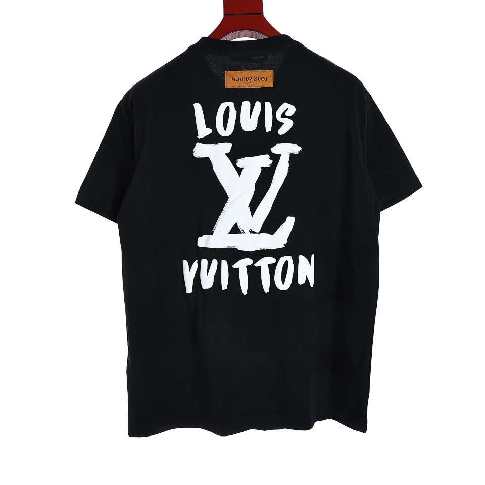 YESKICKS Louis Vuitton Graffiti Logo Foam Print T-Shirt For Unisex Black And White - Image 12