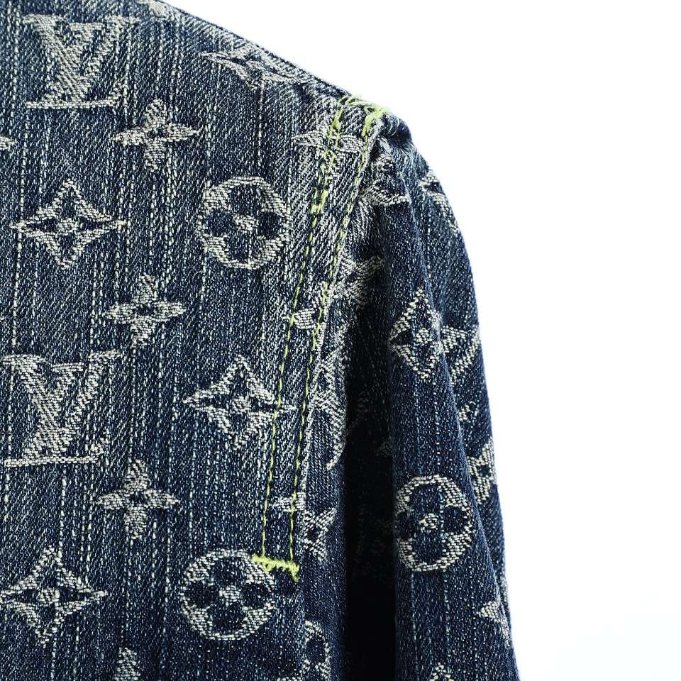 YESKICKS Louis Vuitton Street Style Monogram Logo Print Denim Jacket For Unisex - Image 3