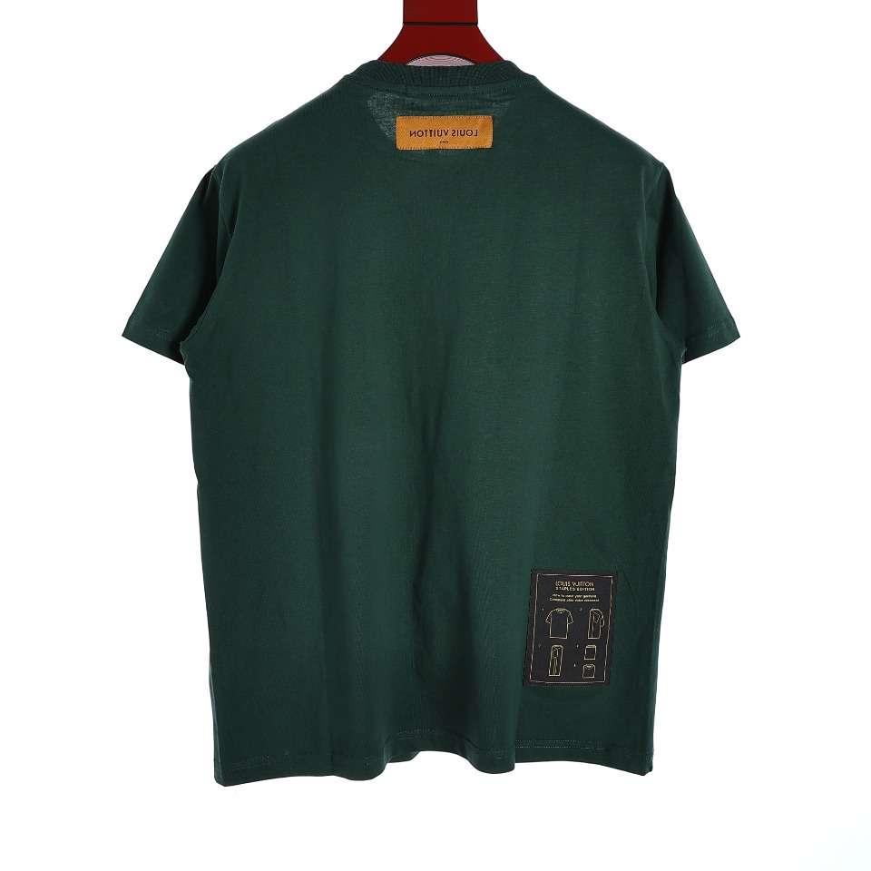 YESKICKS Louis Vuitton Letter Embossed T-Shirt For Unisex Green And Gray - Image 12