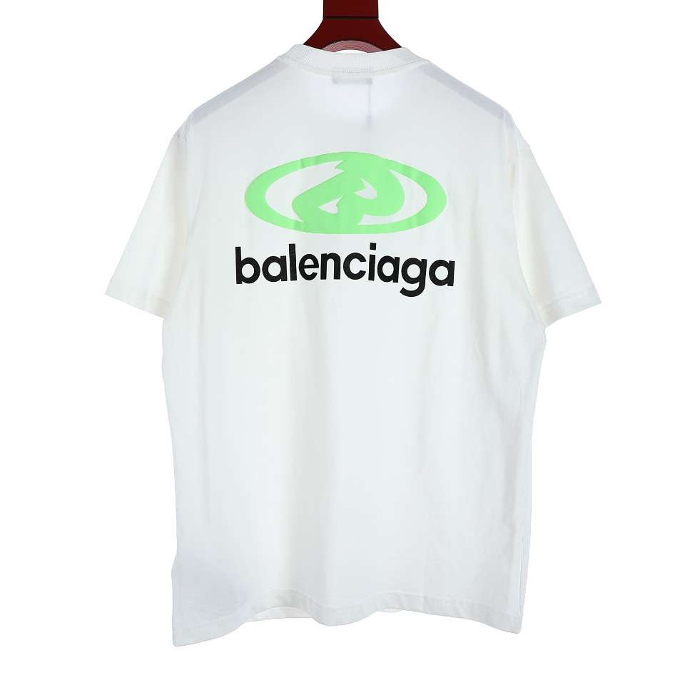 YESKICKS Balenciaga Fluorescent Green Foam Logo Pattern T-shirt for Unisex Black And White - Image 12