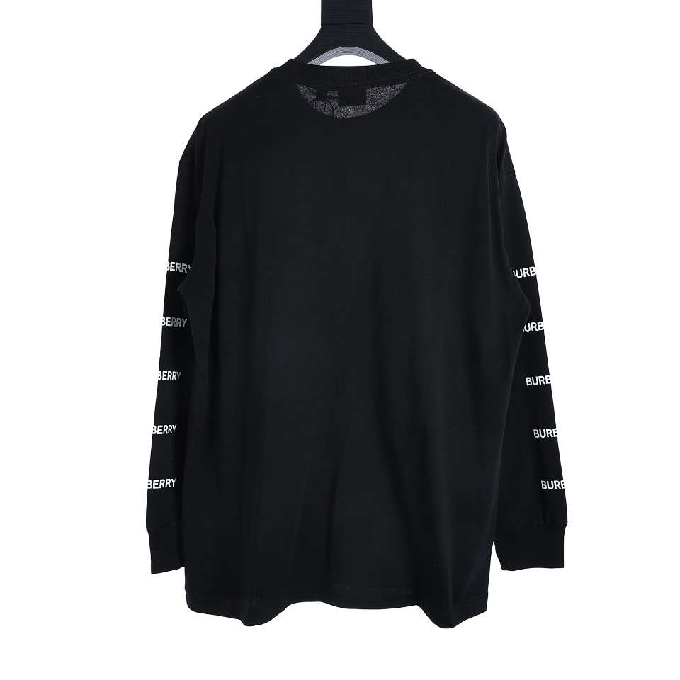 YESKICKS Burberry Oak Leaf War Horse Long Sleeve T-Shirt For Unisex Black And White - Image 2