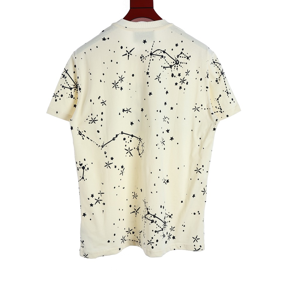 YESKICKS Gucci Star Grove Printed T-Shirt For Unisex Blue And Apricot - Image 13