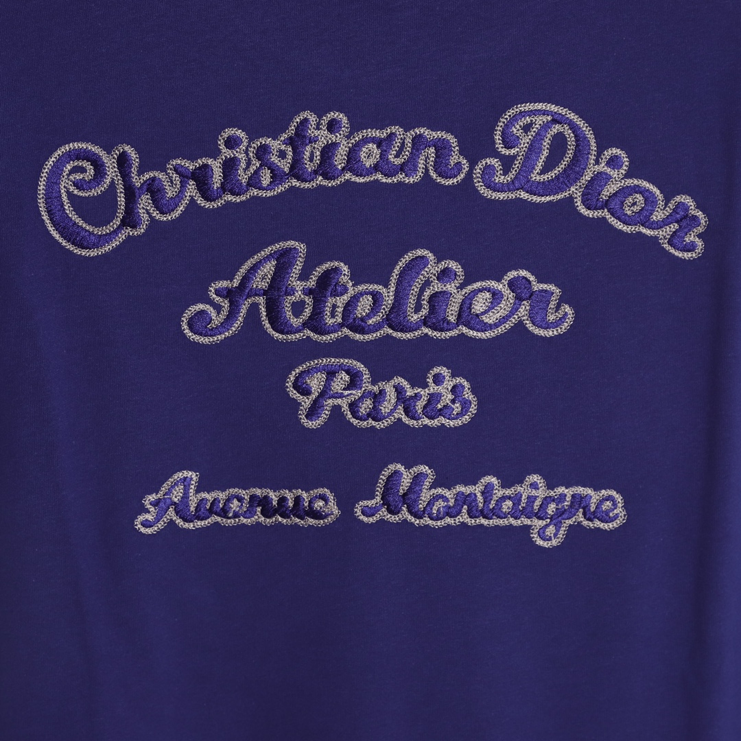 YESKICKS Dior Signature Embroidered Letter T-Shirt For Unisex Gray And Blue - Image 13