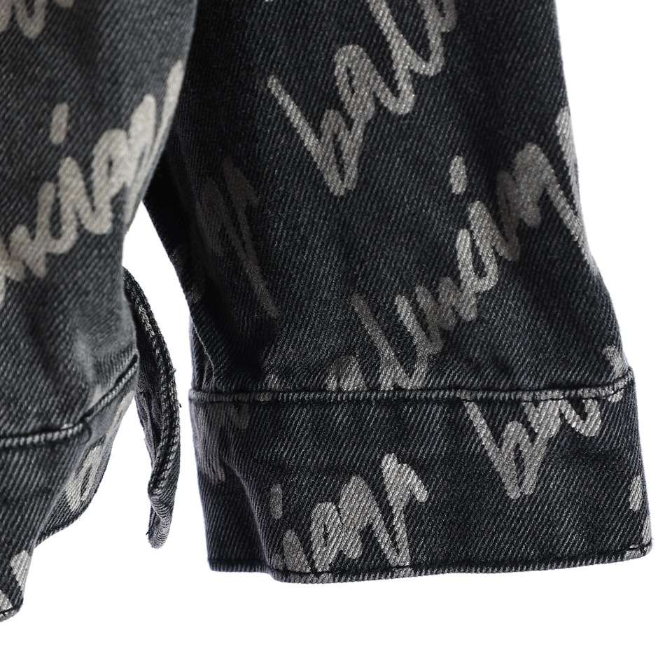 YESKICKS Balenciaga Monogram Graffiti Denim Jacket For Unisex Black And Blue - Image 13